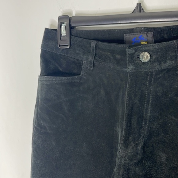 JOU JOU 100% Leather Suede Button Front Boot Cut Pants Size 7/8 NEW! - Picture 2 of 6